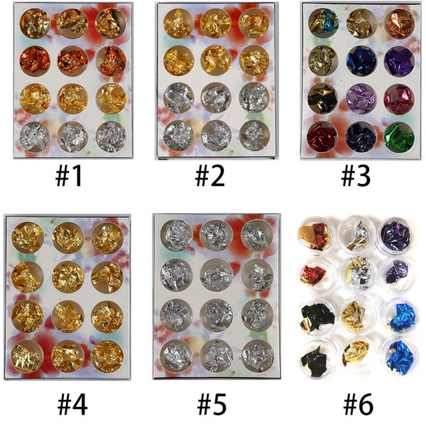 

tamax nail art gold silver foil stickers set foils paper for manicure diy designer decorations accessories 12pcs/box nas009, Black