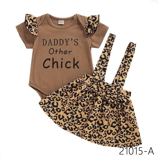 

3pcs est summer toddler infant baby girl cotton casual outfits set letter bodysuit+leopard skirt +headband cute clothes clothing sets, White