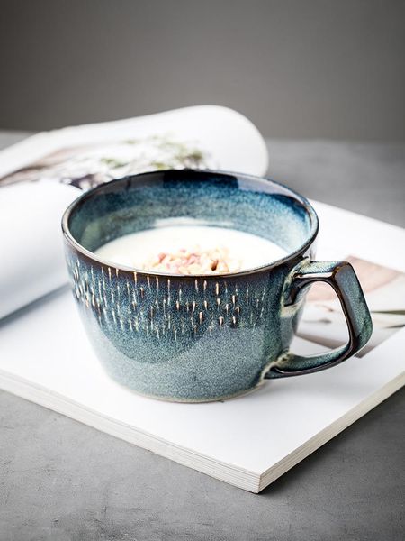

mugs large breakfast oatmeal milk cup household ceramic mug student dormitory fruit juice with spoon