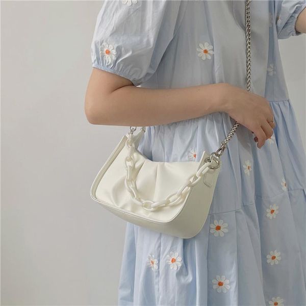 

duffel bags women's shoulder 2021 quality thick metal chain purses and handbag women clutch ladies hobo bag