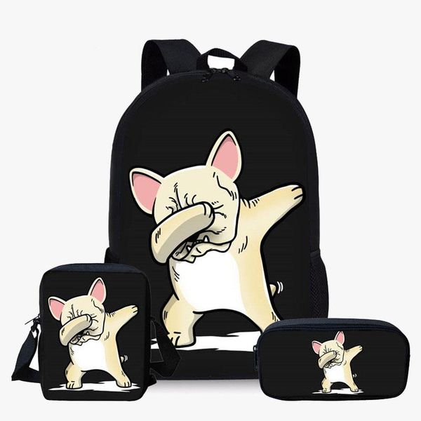 

school bags cartoon hip-hop dog printing for teenager boys girls kids backpack 3pcs/set bagpack children shoulder