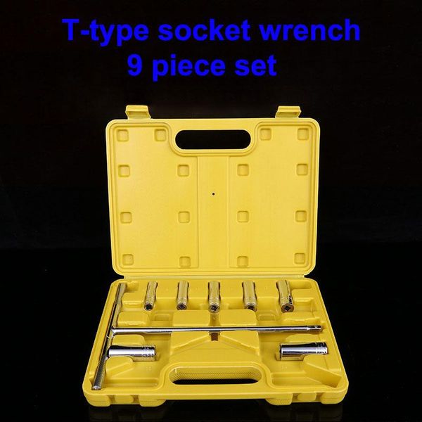 

professional hand tool sets 9pcs/lot hexagon sleeve wrench box 8-14mm socket multi-tool t-type handle hex allen key set spanner auto repair