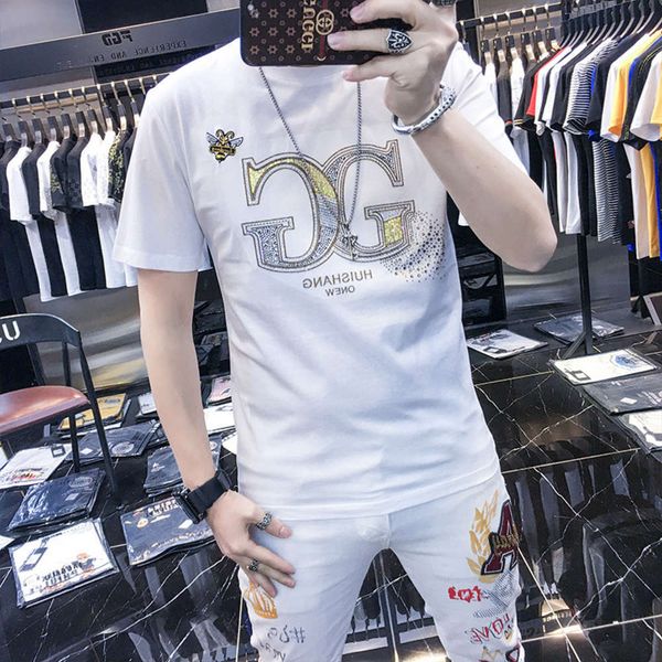 

drill polo short shirt t-shirt fashion brand ins trend 2021 summer men's half sve top, White;black