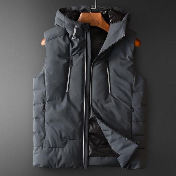 

men's jackets simple solid color hooded jacket with thickened cotton vest, Black;brown