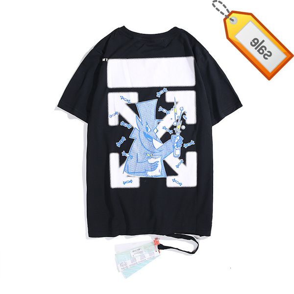 

meichao off co branded fujiwara lightning short sleeve back ow arrow spring summer men's and women's versatile t-shirt, White;black
