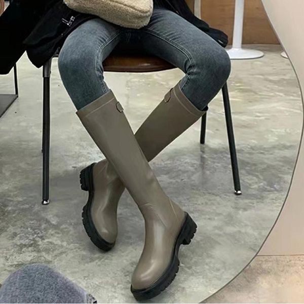 

boots gnyll thigh high women not over the knee round toe back zipper womens solid wild knight, Black