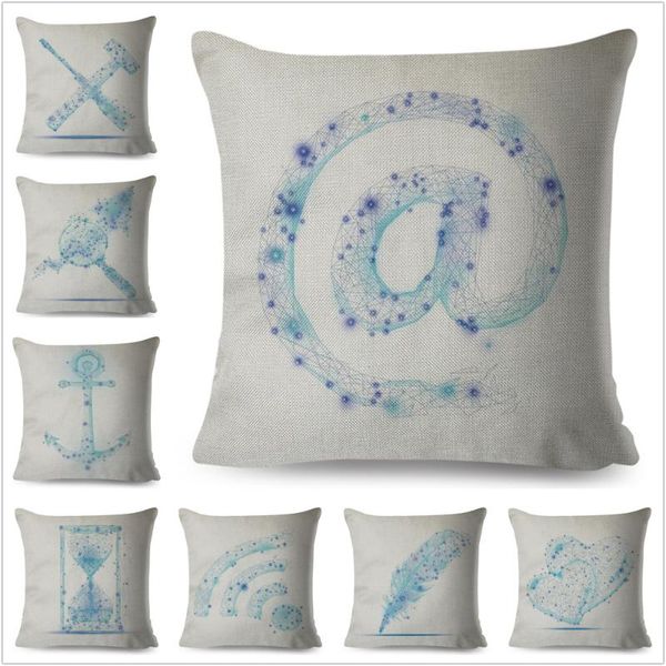 

cushion/decorative pillow nordic style geometric blue heart letter cushion cover cartoon case for sofa home decor linen pillowcase 45x45cm
