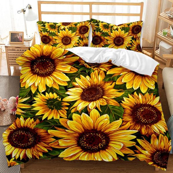 

bedding sets sunflower set single twin full  king size sun flower bed aldult kid bedroom duvetcover 3d print 015