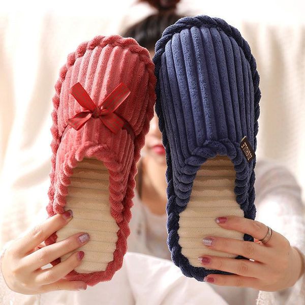 

winter womens cotton slippers indoor thermal lovely warm fur plush casual shoes soft soled couple floor, Black