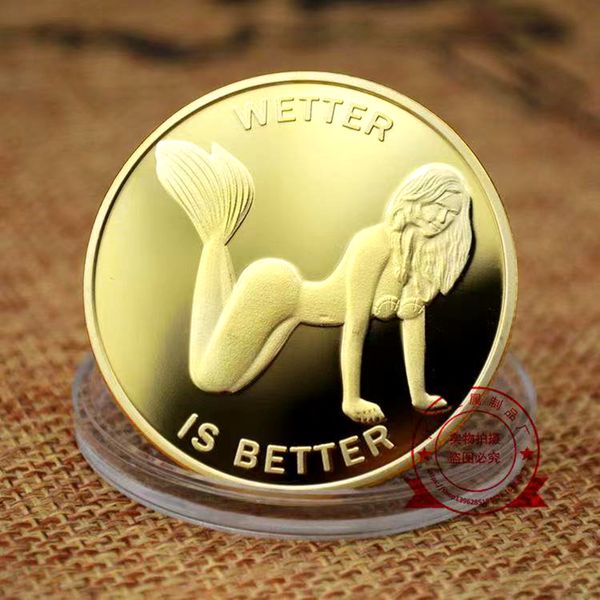 

50pcs non magnetic souvenir coin craft wetter is better muff divers union 24k gold metal plated collectible badge gift