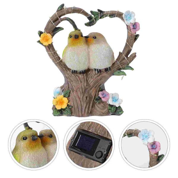 

solar lamps 1pc couple birds statue light decorative resin yard garden decor