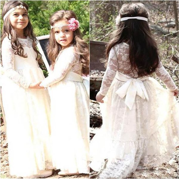 

neck long sleeve lace kiddie dress birthday christmas girl beauty pageant baby evening flower girl's dresses, Red;yellow