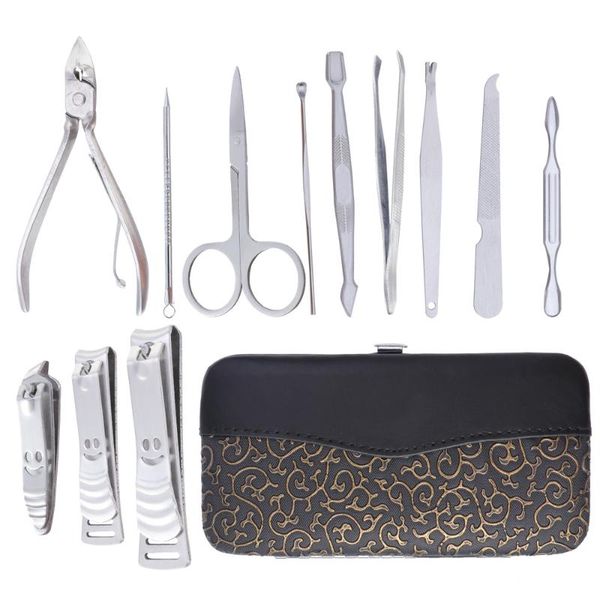 

nail art kits 12pcs care personal manicure pedicure set, travel grooming kit tool set with crocodile pattern case