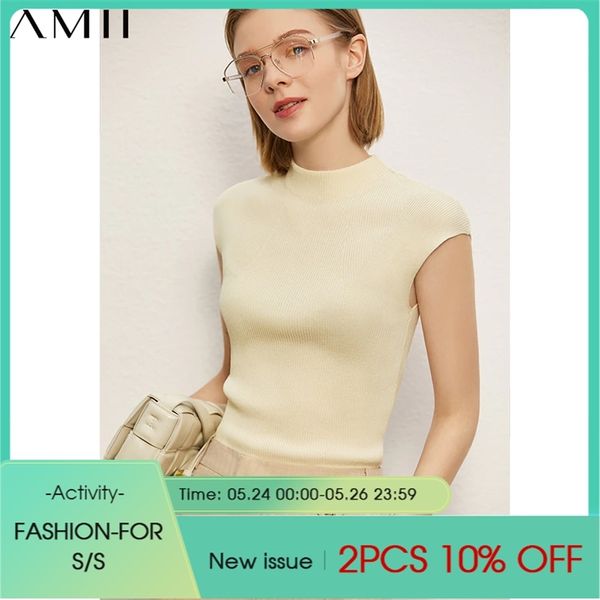 

minimalism spring summer women's tanks offical lady turtleneck sweater causal solid sleeveless 12130112 210527, White
