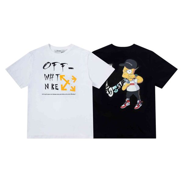 

off style white2021 new simpson print oversized short sleeve t-shirt, White;black