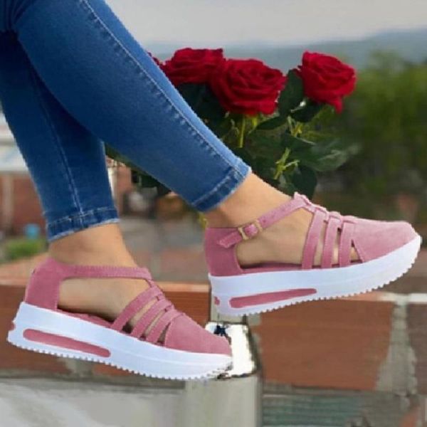 

vintage women sandals hollow out buckle strap platform shoes ladies chunky heels summer female footwear 2021 plus size 35-43 dress, Black