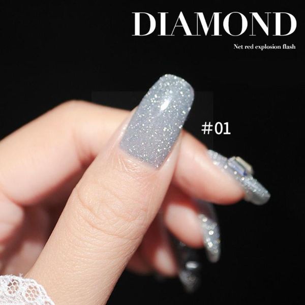 

nail gel 2021 flashing reflective polish finger bengdi diamond potherapy glue n2d4, Red;pink