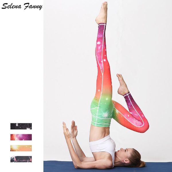 

yoga outfits starry sky print women pants slim sports fitness jogging running leggings quick dry elastic gym long tights trousers, White;red