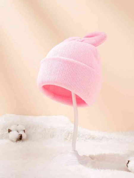 

baby ear decor knit beanie she, Yellow