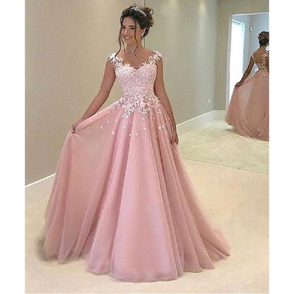 

party dresses blush pink lace sheer prom long 2021 vestidos de fiesta largos elegantes gala a line imported dress, White;black