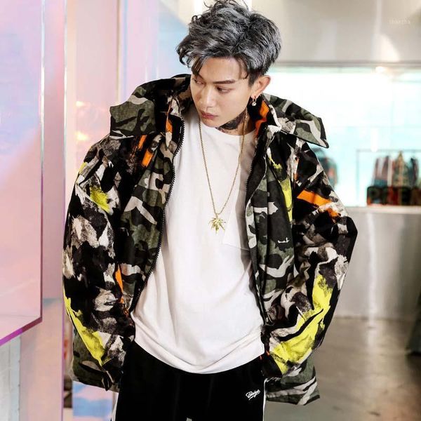 

men's jackets autumn winter loose baggy camouflage hip hop men casual outwear coat hooded windbreaker male clothes1 ntxv, Black;brown