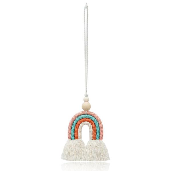 

garden decorations rear view mirrior pendant handmade cotton rainbow tassel car diffuser hanging keychain interior decor for vehicle benl889