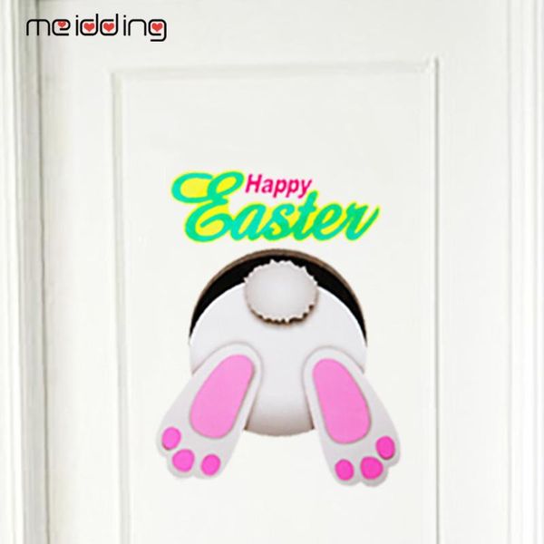 

stickers easter wall door gate hare happy deco for home party decoration