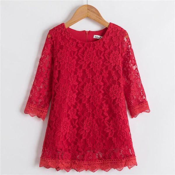 

girl's dresses girls 3-8 years dress lace embroidery half-sleeve spring princess children summer birthday party elegant ball gown costu, Red;yellow