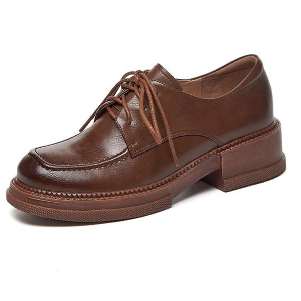 

dress shoes cross tied platform for women genuine leather chunky high heels pumps female spring est working office lady, Black