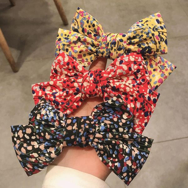 

vintage graffiti print big bow hairpin hair clips double-layers bowknot barrettes women girls elegant hair accessories ornament, Slivery;white