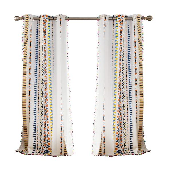 

curtain & drapes 2pcs living room window home decor rustic style kitchen balcony printed privacy office cotton linen geometric