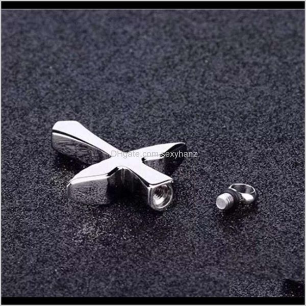 

necklaces & pendants jewelry drop delivery 2021 stainless steel feather cross per bottle pendant commemorating familys hair casket necklace, Silver