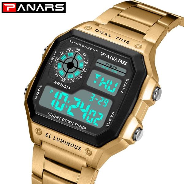 

wristwatches business men watches go -proof stainless steel wristwatch clock timer relogio masculino erkek kol saati digital satch, Slivery;brown