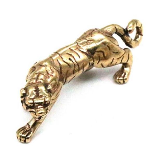 Dekorative Objekte Figuren Tiger 3D Messing Guss Statue Mini Tier Metall Figur Home Decor Desktop Handwerk Skulptur Landschaftsbau Deko