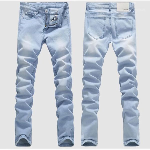 

men's jeans men's wholesale- 2022 spring and autumn fashion trend trousers slim simple korean solid color straight stretch all- ca, Blue