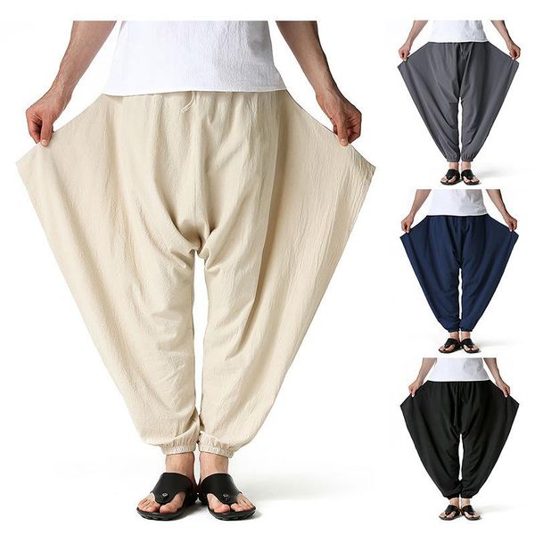 

style harlem pants men's retro flying mouse slacks home trousers, Black
