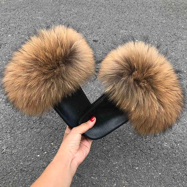 

latest indoor colorful women slippers sandals fashion brand fur slides, Black