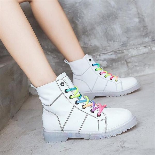 

boots 2021 autumn and winter women's wild round head lace jelly color bottom fashion casual short m734, Black