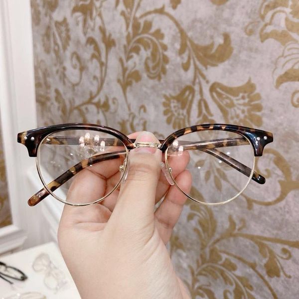 

fashion sunglasses frames ultra light art men's and women's glasses frame three dimensional triangle star retro half metal flat mi, Black