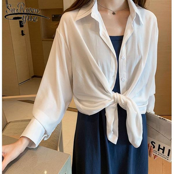 

women's blouses & shirts 2021 autumn fashion women casual solid loose clothing long sleeve v-neck plus size 5506 50, White