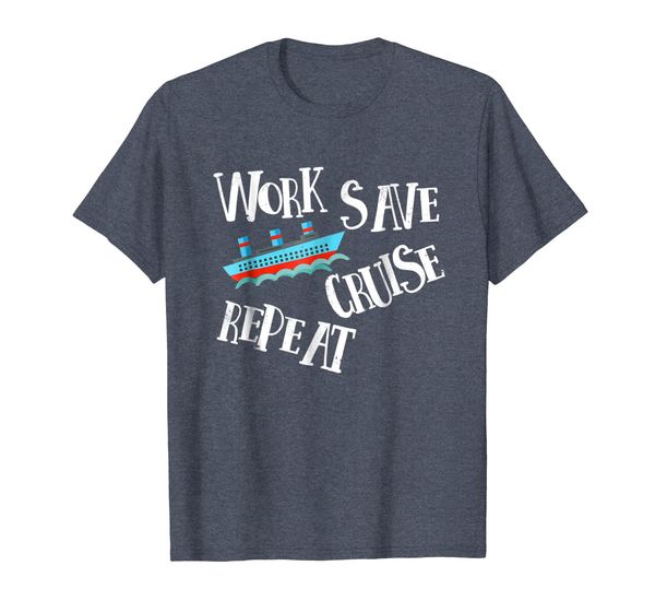 

work save cruise repeat t-shirt for cruise family vacation, White;black