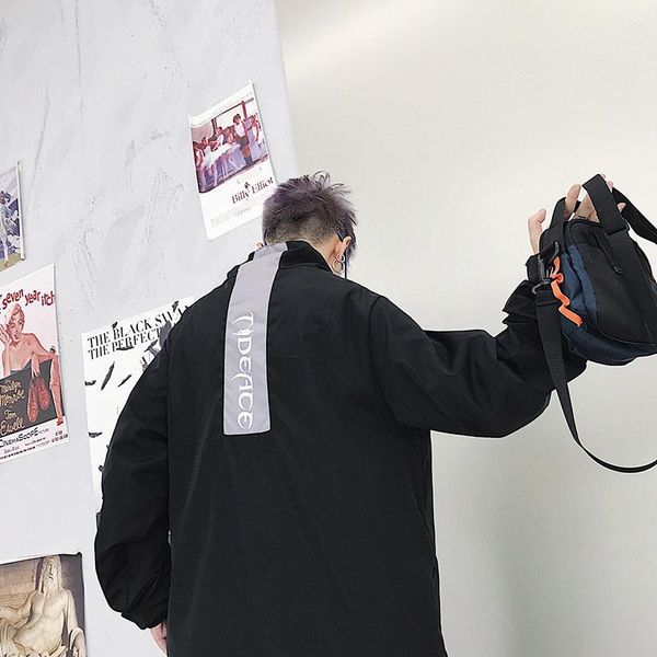 

men's jackets 2021 autumn japanese korean version of the tide handsome stand collar loose sports wind youth harajuku casual jacket, Black;brown