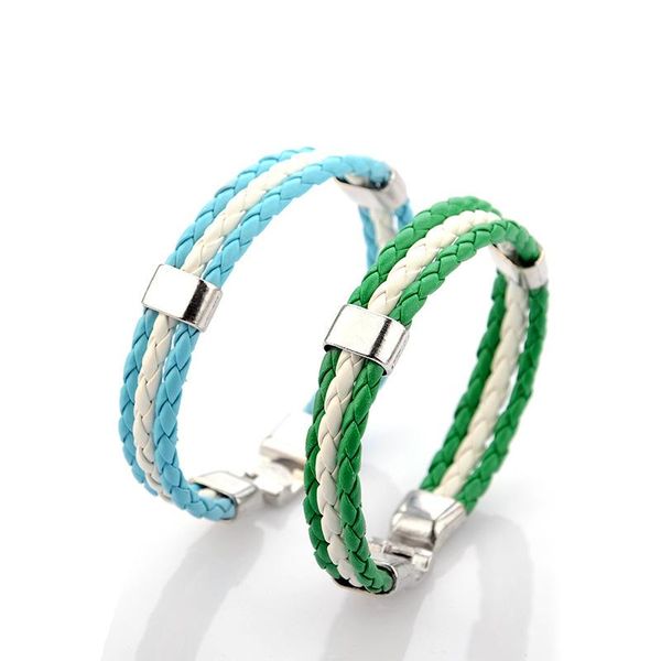 

russia world cup national flag color bracelet 22cm hand-woven bracelets gas1 charm, Golden;silver