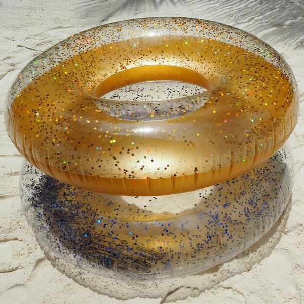 

110cm glitter pool tube giant inflatable swimming ring for women float air mattress summer water toys boia floats & tubes