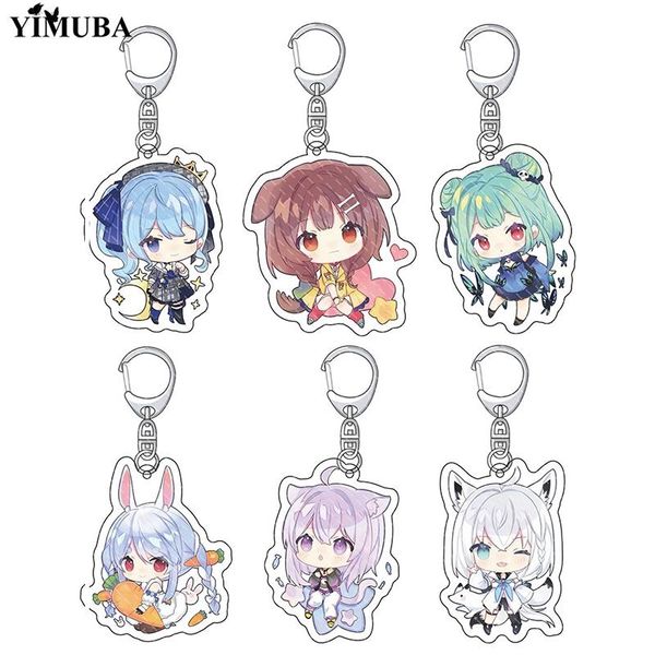 

keychains q version hololive vtuber cosplay acrylic keychain inugami korone shirakami fubuki minato aqua anime figures pendant key chain, Silver