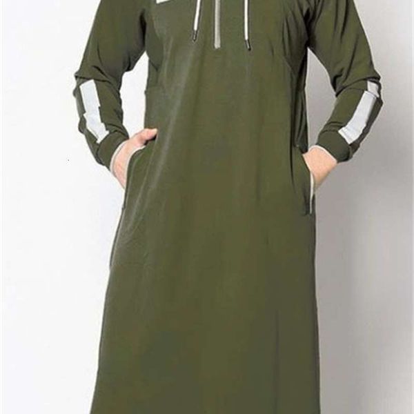 

hoodies & sweatshirts men's muslim robe arab splicing hooded long sweater, Black