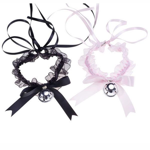 

chokers adjustable lace choker with bell sweet cute gothic necklaces collar for women girls detachable cosplay party jewelry, Golden;silver