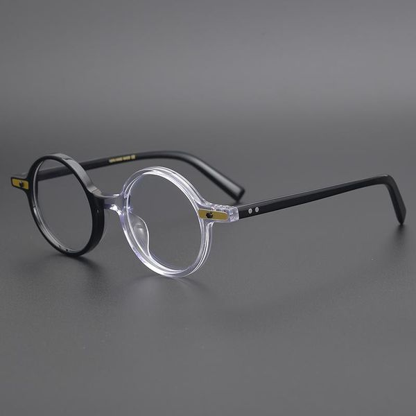 

fashion sunglasses frames acetate transparent clear glasses vintage round frame women men optical myopia eyeglasses retro eyewear oculos, Black
