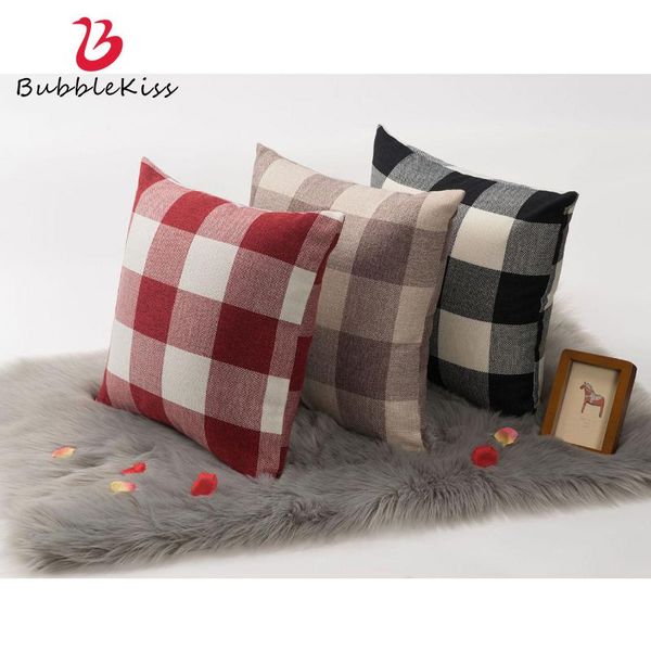 

cushion/decorative pillow bubble kiss cover linen plaid pillowcase classic home decor office sofa modern