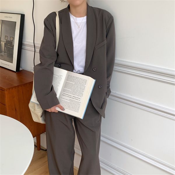 

women's two piece pants hzirip formal work clothes, elegant and chic autumn suits, loose pants, two pieces, vintage 2teu, White